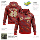 Custom Stitched Red Old Gold-White 3D Pattern Design Slant Lines Sports Pullover Sweatshirt Hoodie