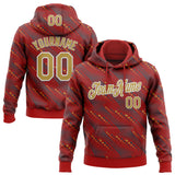 Custom Stitched Red Old Gold-White 3D Pattern Design Slant Lines Sports Pullover Sweatshirt Hoodie
