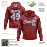 Custom Stitched Red Light Blue-White 3D Pattern Design Slant Lines Sports Pullover Sweatshirt Hoodie