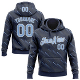 Custom Stitched Navy Light Blue-White 3D Pattern Design Slant Lines Sports Pullover Sweatshirt Hoodie