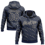Custom Stitched Navy Cream 3D Pattern Design Slant Lines Sports Pullover Sweatshirt Hoodie