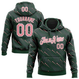 Custom Stitched Green Medium Pink-White 3D Pattern Design Slant Lines Sports Pullover Sweatshirt Hoodie