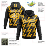 Custom Stitched Black Gold-White 3D Pattern Design Zigzag Shape Sports Pullover Sweatshirt Hoodie