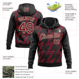 Custom Stitched Black Crimson-Cream 3D Pattern Design Zigzag Shape Sports Pullover Sweatshirt Hoodie