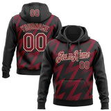 Custom Stitched Black Crimson-Cream 3D Pattern Design Zigzag Shape Sports Pullover Sweatshirt Hoodie