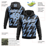 Custom Stitched Black Light Blue-White 3D Pattern Design Zigzag Shape Sports Pullover Sweatshirt Hoodie