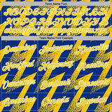 Custom Stitched Royal Yellow-White 3D Pattern Design Zigzag Shape Sports Pullover Sweatshirt Hoodie