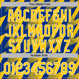 Custom Stitched Royal Yellow-White 3D Pattern Design Zigzag Shape Sports Pullover Sweatshirt Hoodie