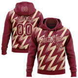 Custom Stitched Crimson Cream 3D Pattern Design Zigzag Shape Sports Pullover Sweatshirt Hoodie