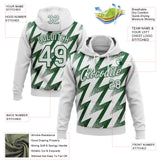 Custom Stitched White Green 3D Pattern Design Zigzag Shape Sports Pullover Sweatshirt Hoodie