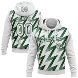 Custom Stitched White Green 3D Pattern Design Zigzag Shape Sports Pullover Sweatshirt Hoodie