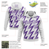 Custom Stitched White Purple 3D Pattern Design Zigzag Shape Sports Pullover Sweatshirt Hoodie
