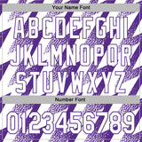 Custom Stitched White Purple 3D Pattern Design Zigzag Shape Sports Pullover Sweatshirt Hoodie
