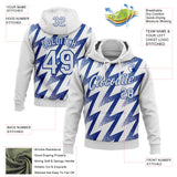 Custom Stitched White Royal 3D Pattern Design Zigzag Shape Sports Pullover Sweatshirt Hoodie