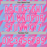 Custom Stitched Light Blue Pink-White 3D Pattern Design Zigzag Shape Sports Pullover Sweatshirt Hoodie