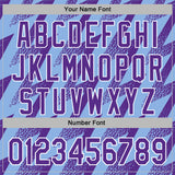 Custom Stitched Light Blue Purple-White 3D Pattern Design Zigzag Shape Sports Pullover Sweatshirt Hoodie