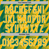 Custom Stitched Kelly Green Gold-White 3D Pattern Design Zigzag Shape Sports Pullover Sweatshirt Hoodie