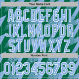 Custom Stitched Kelly Green Light Blue-White 3D Pattern Design Zigzag Shape Sports Pullover Sweatshirt Hoodie