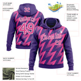 Custom Stitched Purple Pink-White 3D Pattern Design Zigzag Shape Sports Pullover Sweatshirt Hoodie