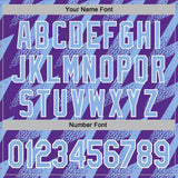 Custom Stitched Purple Light Blue-White 3D Pattern Design Zigzag Shape Sports Pullover Sweatshirt Hoodie