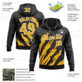 Custom Stitched Black Gold-White 3D Pattern Design Splash Sports Pullover Sweatshirt Hoodie
