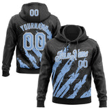 Custom Stitched Black Light Blue-White 3D Pattern Design Splash Sports Pullover Sweatshirt Hoodie