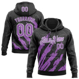 Custom Stitched Black Medium Purple-White 3D Pattern Design Splash Sports Pullover Sweatshirt Hoodie