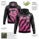 Custom Stitched Black Pink-White 3D Pattern Design Splash Sports Pullover Sweatshirt Hoodie