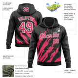 Custom Stitched Black Neon Pink-White 3D Pattern Design Splash Sports Pullover Sweatshirt Hoodie