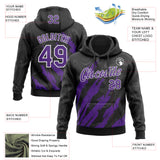 Custom Stitched Black Purple-White 3D Pattern Design Splash Sports Pullover Sweatshirt Hoodie