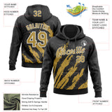 Custom Stitched Black Old Gold-White 3D Pattern Design Splash Sports Pullover Sweatshirt Hoodie