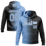Custom Stitched Black Light Blue-White 3D Pattern Design Gradient Line Sports Pullover Sweatshirt Hoodie