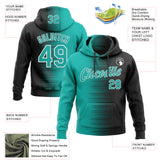 Custom Stitched Black Aqua-White 3D Pattern Design Gradient Line Sports Pullover Sweatshirt Hoodie