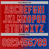 Custom Stitched Royal Red-White 3D Pattern Design Gradient Line Sports Pullover Sweatshirt Hoodie