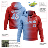Custom Stitched Red Light Blue-White 3D Pattern Design Gradient Line Sports Pullover Sweatshirt Hoodie
