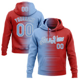 Custom Stitched Red Light Blue-White 3D Pattern Design Gradient Line Sports Pullover Sweatshirt Hoodie