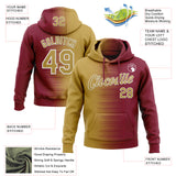 Custom Stitched Crimson Old Gold-White 3D Pattern Design Gradient Line Sports Pullover Sweatshirt Hoodie