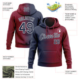 Custom Stitched Crimson Navy-White 3D Pattern Design Gradient Line Sports Pullover Sweatshirt Hoodie