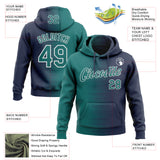 Custom Stitched Navy Teal-White 3D Pattern Design Gradient Line Sports Pullover Sweatshirt Hoodie