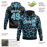 Custom Stitched Black Sky Blue-White 3D Pattern Design Abstract Network Sports Pullover Sweatshirt Hoodie