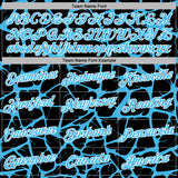 Custom Stitched Black Sky Blue-White 3D Pattern Design Abstract Network Sports Pullover Sweatshirt Hoodie