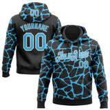 Custom Stitched Black Sky Blue-White 3D Pattern Design Abstract Network Sports Pullover Sweatshirt Hoodie