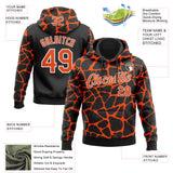 Custom Stitched Black Orange-White 3D Pattern Design Abstract Network Sports Pullover Sweatshirt Hoodie