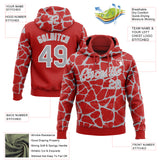 Custom Stitched Red Gray-White 3D Pattern Design Abstract Network Sports Pullover Sweatshirt Hoodie