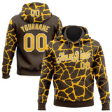Custom Stitched Brown Gold-White 3D Pattern Design Abstract Network Sports Pullover Sweatshirt Hoodie