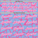 Custom Stitched Light Blue Pink-White 3D Pattern Design Abstract Network Sports Pullover Sweatshirt Hoodie