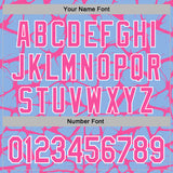 Custom Stitched Light Blue Pink-White 3D Pattern Design Abstract Network Sports Pullover Sweatshirt Hoodie