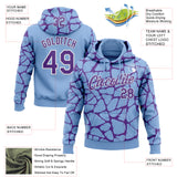 Custom Stitched Light Blue Purple-White 3D Pattern Design Abstract Network Sports Pullover Sweatshirt Hoodie