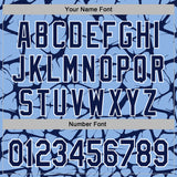 Custom Stitched Light Blue Navy-White 3D Pattern Design Abstract Network Sports Pullover Sweatshirt Hoodie