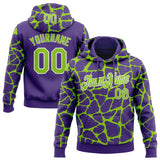 Custom Stitched Purple Neon Green-White 3D Pattern Design Abstract Network Sports Pullover Sweatshirt Hoodie